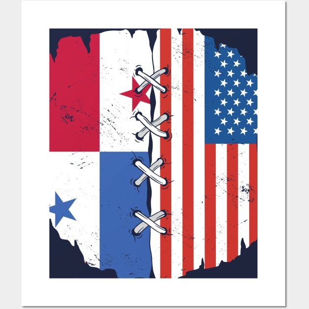 Proud Panamanian American Heritage // Panama & USA Flags Wall Art by Now Boarding